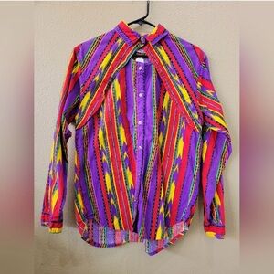 Vintage Rodeo Western Wear Colorful Striped Long Sleeve Shirt
